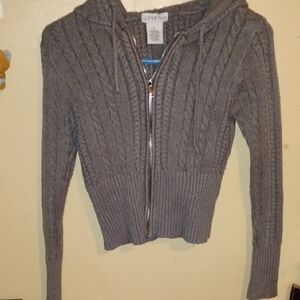 Love Tan Cable Knit Gray Hoodie